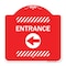 Signmission Designer Series Sign-Entrance Left Arrow, Red & White Aluminum Sign, 18" H, RW-1818-23964 A-DES-RW-1818-23964 - alternate 1